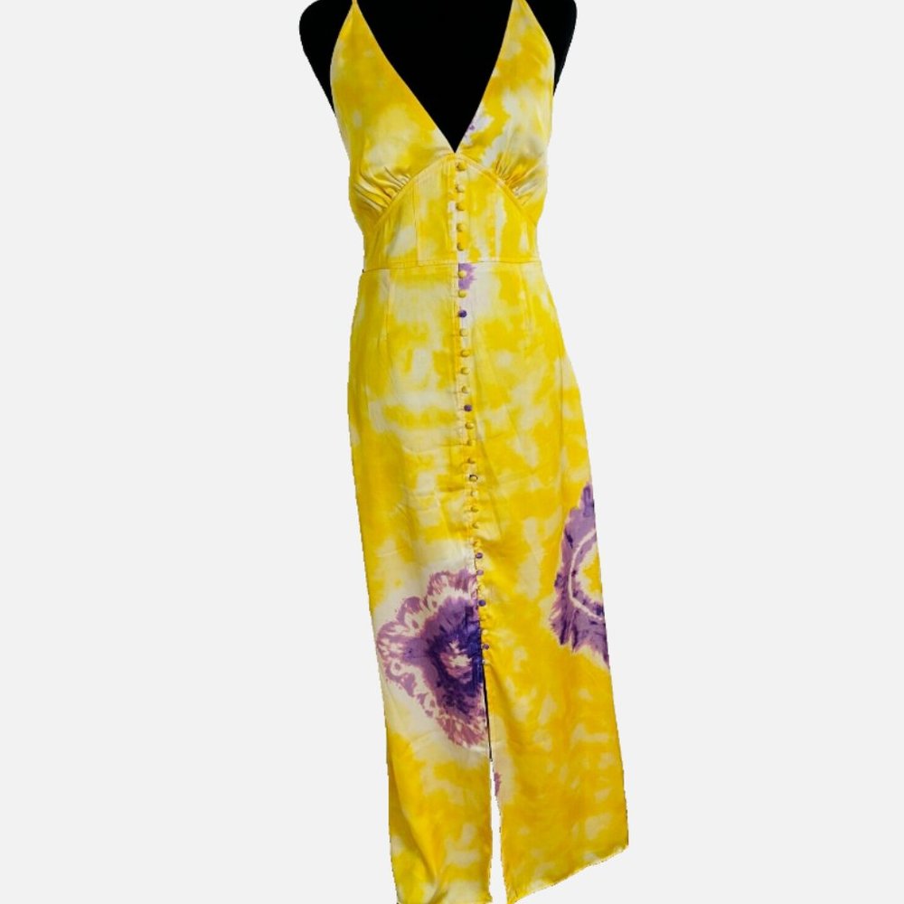 LINI Noelle Maxi Dress Yellow & Purple Tie Dye Dress - XS